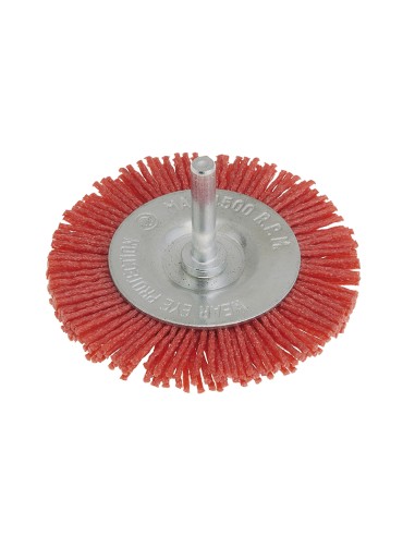 Spazzola circolare in nylon rosso con gambo 75 mm x trapano Fervi sng075/080r