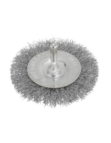Spazzola circolare 60 mm con fili in acciaio inox e gambo x trapano