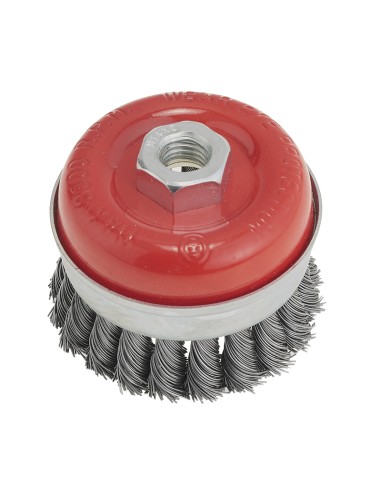 Spazzola a tazza a filo metallico inox intrecciato 65 mm m14 x smerigliatrice