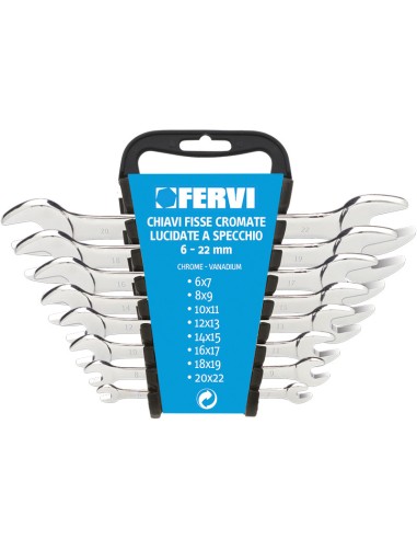Set 8 pz chiavi fisse stella 6/7-20/22 mm cromate Fervi 0200