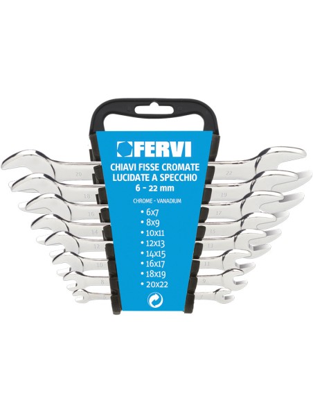 Set 8 pz chiavi fisse stella 6/7-20/22 mm cromate Fervi 0200