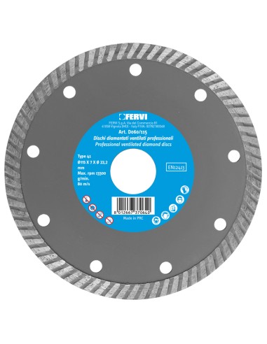 Disco diamantato turbo 230 mm professionale Fervi d060/230
