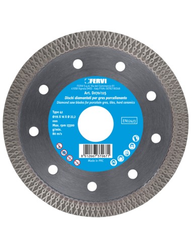 Disco diamantato per gres procellanato professionale 230x22.2 mm Fervi d070/230