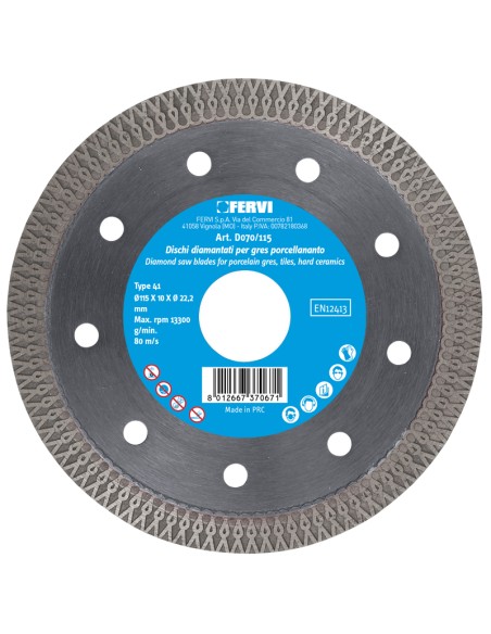 Disco diamantato per gres procellanato professionale 230x22.2 mm Fervi d070/230