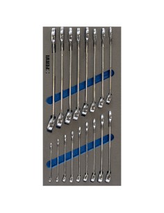 Serie 17 chiavi combinate 6-22 mm in termoformato morbido Fervi tm01/002