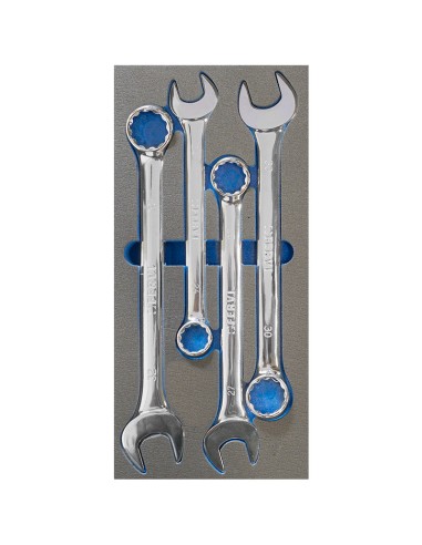 Serie 4 chiavi combinate lucide 24-32 mm in termoformato morbido Fervi tm01/033