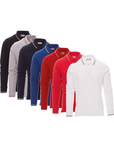 POLO À MANCHES LONGUES HOMME FEMME UNISEX 100% COTON PAYPER AVIAZIONE