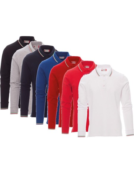 POLO À MANCHES LONGUES HOMME FEMME UNISEX 100% COTON PAYPER AVIAZIONE