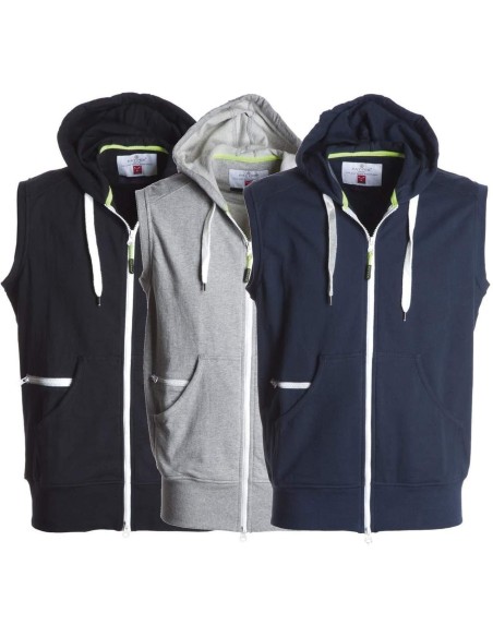 SWEAT-SHIRT GILET SANS MANCHES POUR HOMME ZIP ENTIÈRE CAPUCHE PAYPER BOXER+