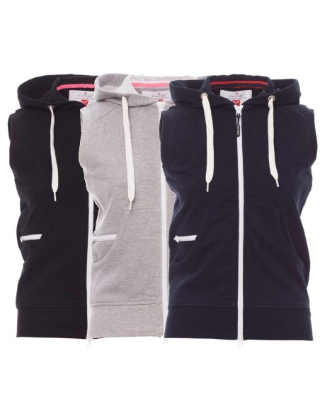 SWEATSHIRT GILET SANS MANCHES FEMME ZIP ENTIÈRE CAPUCHE COTON PAYPER BOXER+ LADY