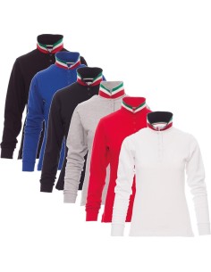 POLO &Agrave; MANCHES LONGUES AVEC BOUTONS FEMME 100% COTON PAYPER LONG NATION LADY