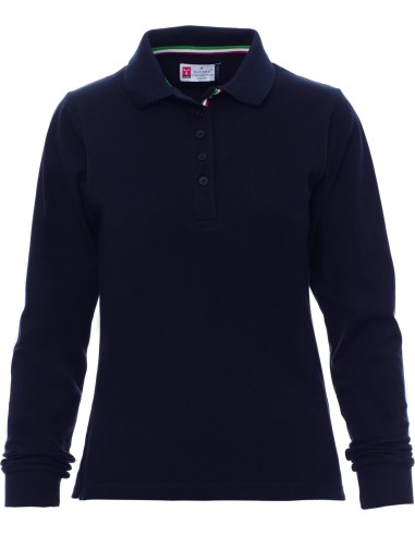 POLO À MANCHES LONGUES AVEC BOUTONS FEMME 100% COTON PAYPER LONG NATION LADY