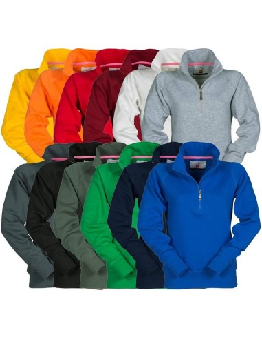 SWEAT SHIRT POUR FEMME DEMI ZIP COTON MANCHE RAGLAN PAYPER MIAMI+ LADY