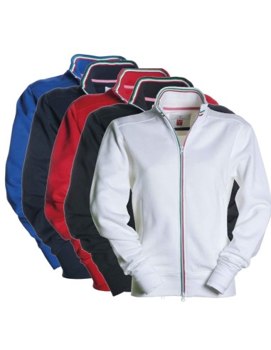 SWEAT-SHIRT POUR FEMME ZIP ENTIÈRE COTON MANCHES LONGUES PAYPER NAZIONALE LADY