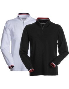 POLO À MANCHES LONGUES POUR HOMME DEMI ZIP 100% COTON PAYPER PRIVE