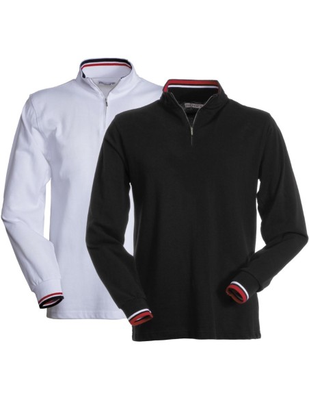 POLO À MANCHES LONGUES POUR HOMME DEMI ZIP 100% COTON PAYPER PRIVE