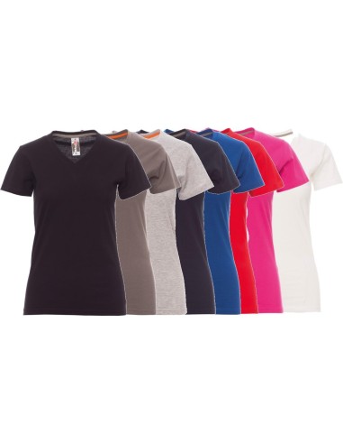 T-SHIRT COL V À MANCHES COURTES FEMME 100% COTON PAYPER V-NECK LADY