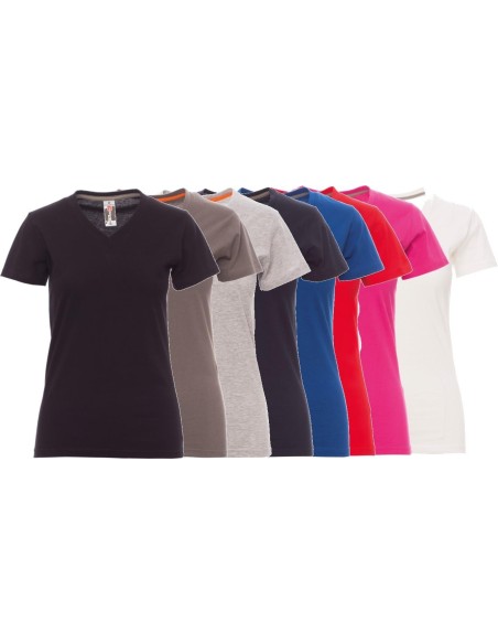 T-SHIRT COL V À MANCHES COURTES FEMME 100% COTON PAYPER V-NECK LADY
