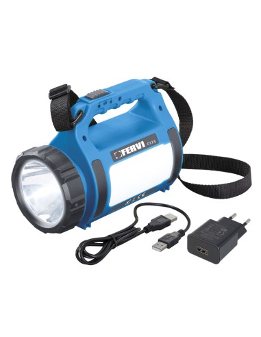 Lampe torche led portable rechargeable usb fervi 0123