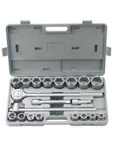 Coffret 20 pcs clé à cliquet douille métrique 3/4" fervi 0181