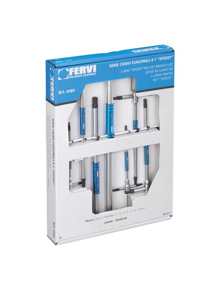 7 PIÈCES CLÉS HEXAGONALES EN T MÂLES 2 - 10 MM FERVI 0190