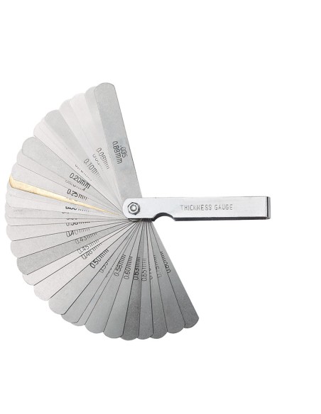Jeu de cales jauge d'epaisseur 20 lames lamelles 0,05-1,00 fervi 0212