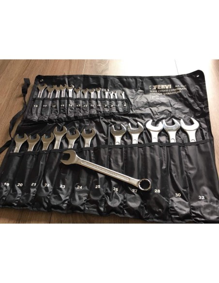 Coffre de jeu 25 pièces clé plate métrique outil 6-32 mm fervi 0223