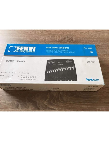 Coffre de jeu 25 pièces clé plate métrique outil 6-32 mm fervi 0223