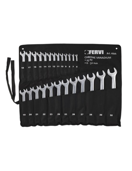 Coffre de jeu 25 pièces clé métrique chromé outil 6-32 mm fervi 0544