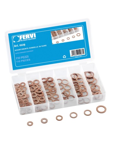 Coffret 110 pc assortiment rondelles rondelle cuivre fervi 0229