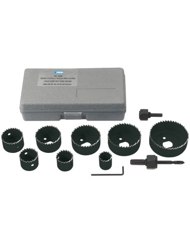Coffret scie cloche pour bois + trou foret perceuse fervi 0238
