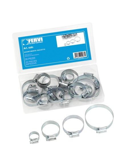 Coffre de 20 colliers pour tuyaux atelier fervi 0261
