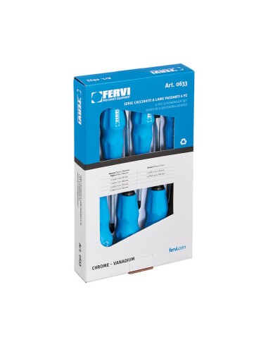 Jeu de 6 tournevis chrome fervi 0633