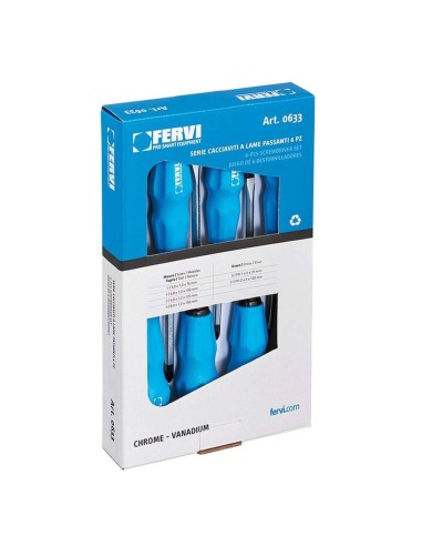 Jeu de 6 tournevis chrome fervi 0633