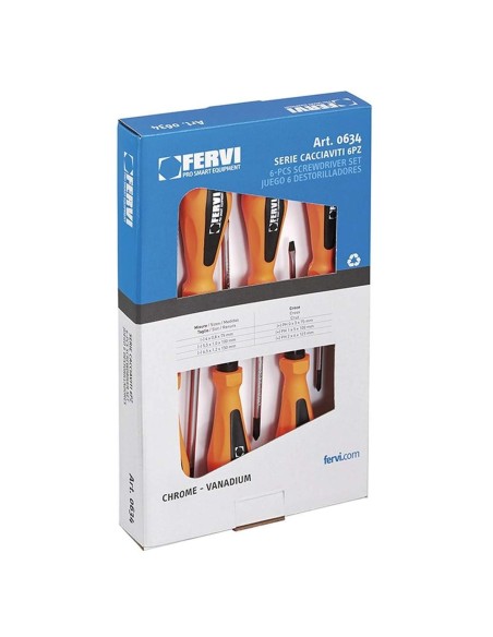 Jeu de 6 tournevis chrome fervi 0634