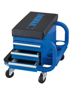 Tabouret sur roulettes d'atelier avec 3 tiroirs mecanicien fervi 0645/cc