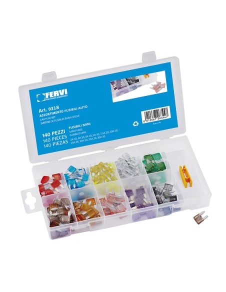 Assortiment de 140 mini fusibles de voiture fusible auto fervi 0318