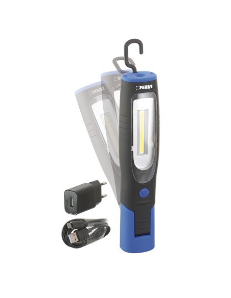 Lampe torche rechargeable à led cob de travail fervi 0401