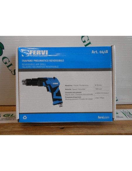Perceuse pneumatique reversible 3/8" a mandrin 10 mm air comprime fervi 0418