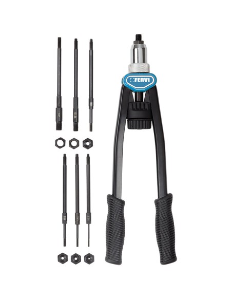 Pince à rivet riveter 7 inserts m3 à m12 riveteuse fervi 0455