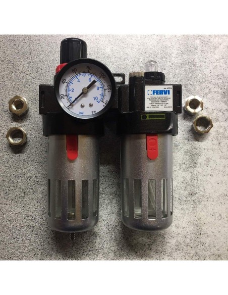 Regulateur avec manometre lubrificateur huile pour compresseur fervi 0777/3