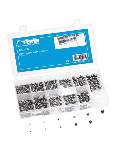 Assortiment metric billes en acier chrome 450 pieces fervi 0116