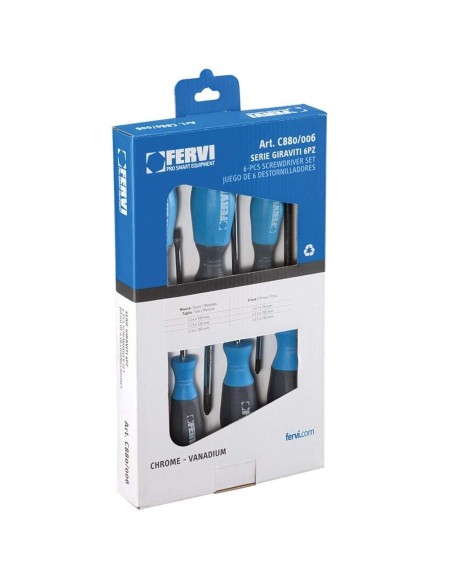 Jeu de 6 tournevis magnétique fervi c880/006