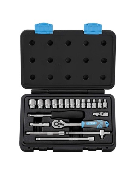 Coffret 20 pcs clé à cliquet douille 1/4" pouces fervi s520