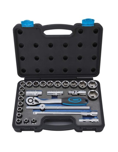 Coffret 27 pcs clé à cliquet douille 1/2" pouces fervi sn4p3n027