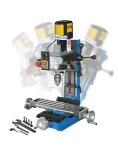 Fraiseuse perceuse vertical métal tête à incliner à engrenages fervi t058