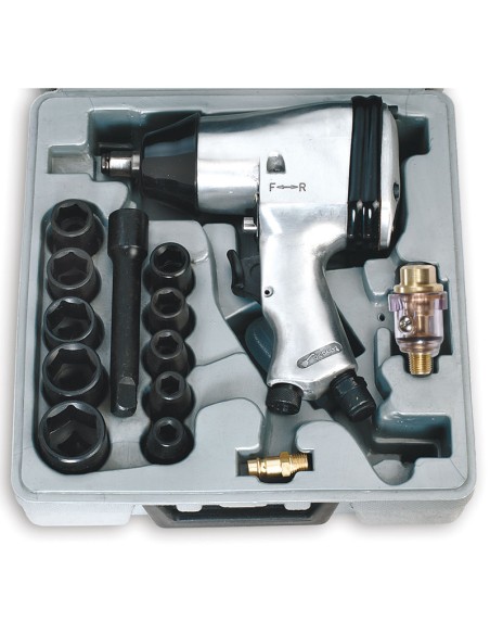 Set kit cle a chocs pneumatique visseuse boulonneuse 1/2" 320nm fervi 0044