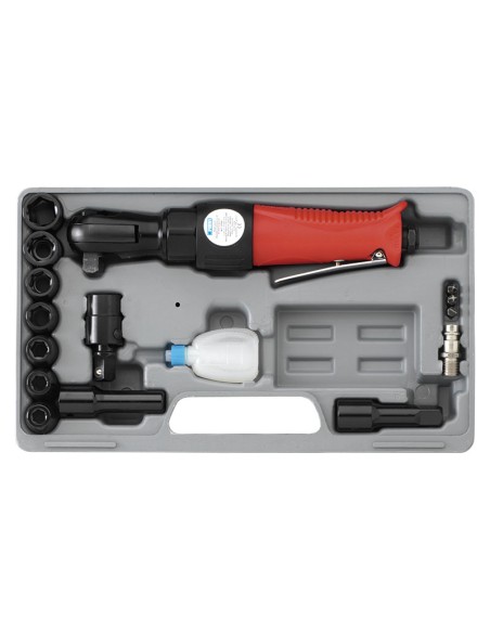 Set tournevis à cliquet pneumatique + accessoires outil air comprimé fervi 0046