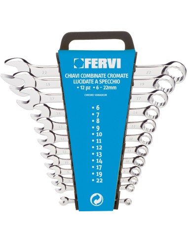 Coffre de jeu 12 pièces clé plate métrique outil 6-22 mm fervi 0199