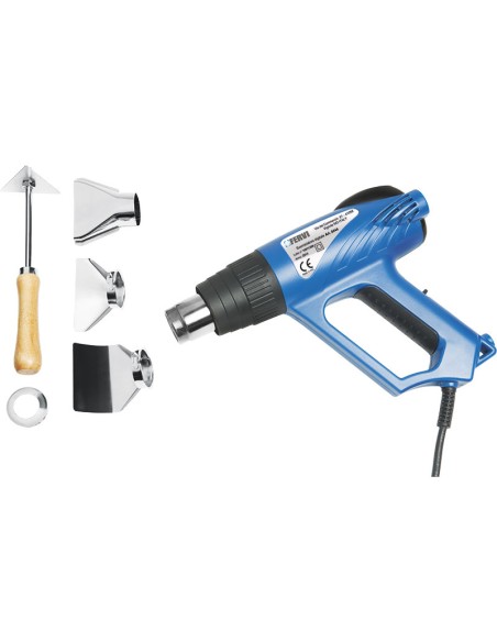 230V SET PISTOLET AIR CHAUD DÉCAPANT NUMÉRIQUE ECRAN LCD +ACCESSOIRES FERVI 0444